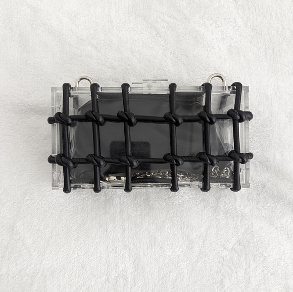 Transparent Black Lined Clutch Bag - Picture 3 of 5